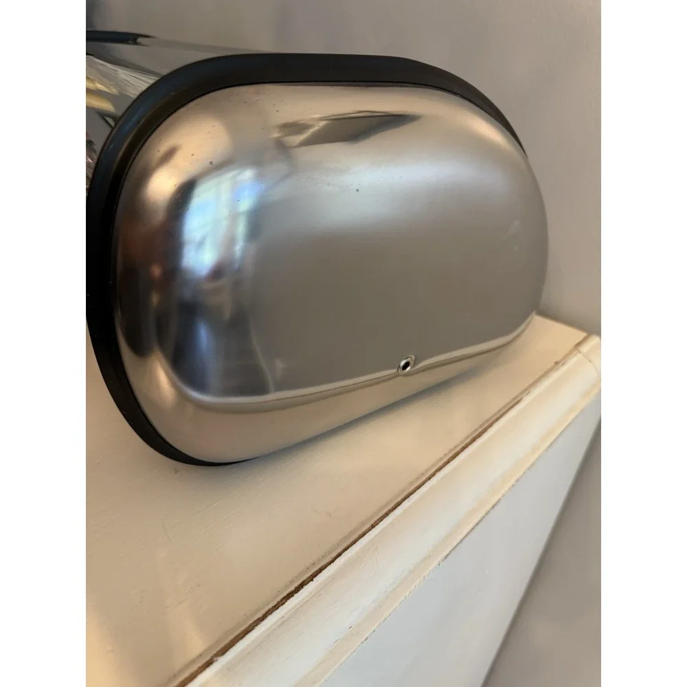 Vintage Retro Mod Stainless Steel Chrome Metal Roll Top Rounded Dome Bread Box